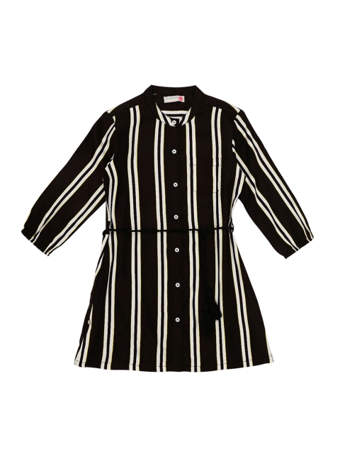 

Pantaloons Junior Girls Black & White Striped Shirt Style Top
