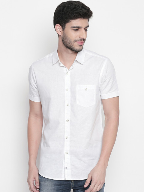 

Mufti Men White Original Slim Fit Solid Casual Shirt