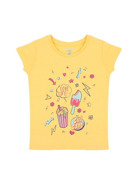 

Pantaloons Junior Girls Yellow Printed Round Neck T-shirt