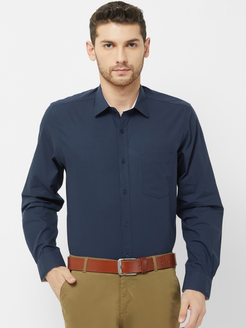 

Solemio Men Navy Blue Regular Fit Solid Formal Shirt