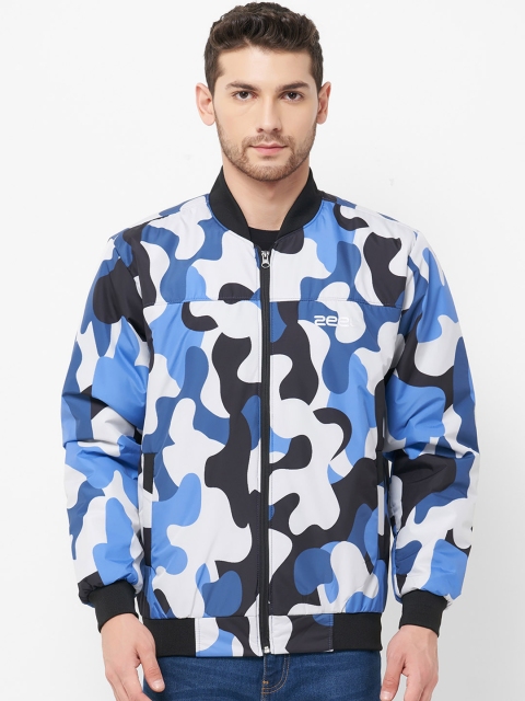 

Zeel Men Blue & Black Camouflage Printed Lightweight Puffer Jacket