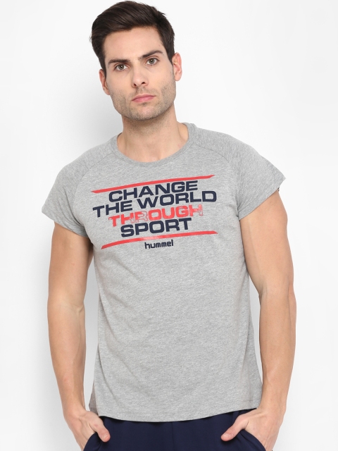 

hummel Men Grey Printed Round Neck T-shirt