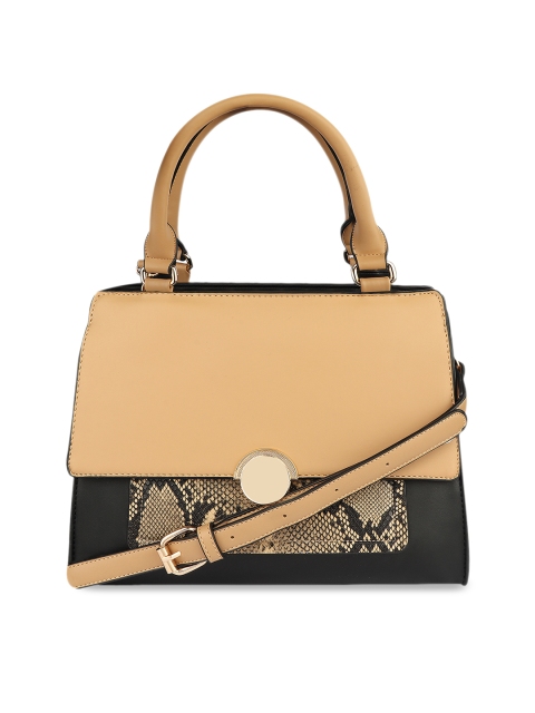

URBANE Camel Brown & Black Printed Handheld Bag