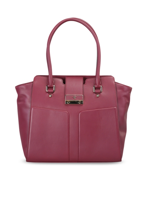 

ILEX Burgundy Solid Leather Handheld Bag