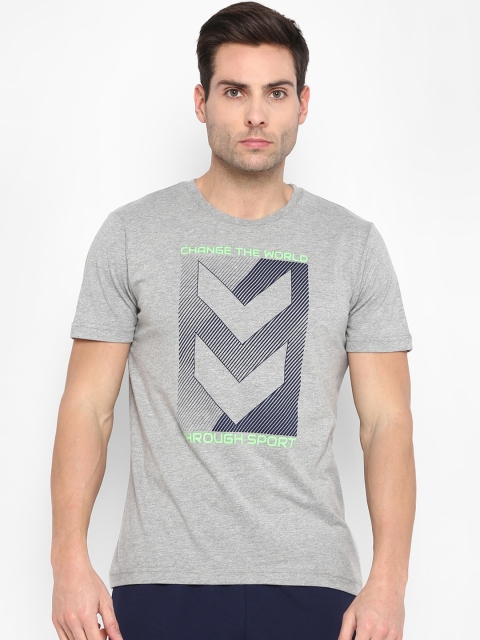 

hummel Men Grey Printed Round Neck T-shirt