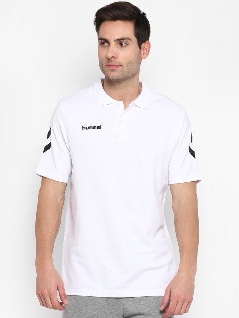 

hummel Men White Solid Polo Collar T-shirt
