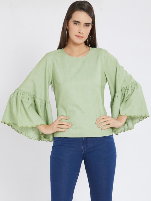 

Fusion Beats Women Green Solid Top