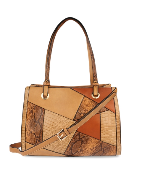 

URBANE Camel Brown Textured Handheld Bag