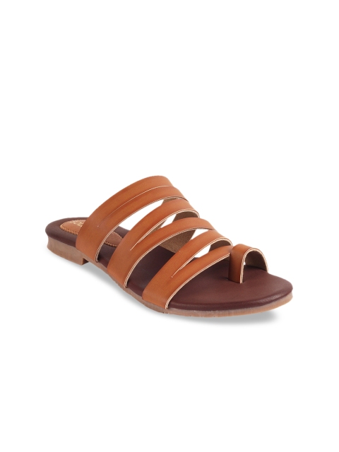 

SOLE HEAD Women Tan Brown Solid One Toe Flats