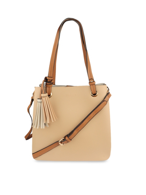 

URBANE Beige Solid Handheld Bag