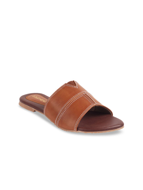 

SOLE HEAD Women Tan Brown Solid Open Toe Flats