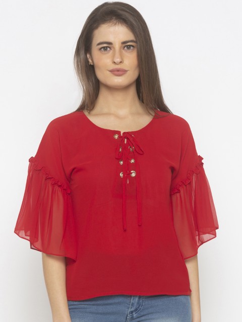 

Iti Women Red Solid A-Line Top