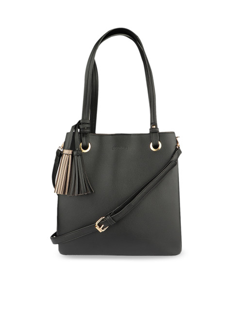 

URBANE Black & Beige Colourblocked Handheld Bag