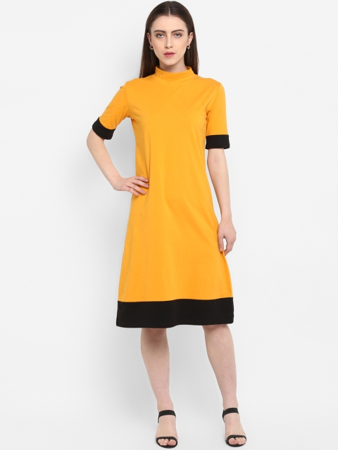 

Color Cocktail Women Yellow Solid T-shirt Dress