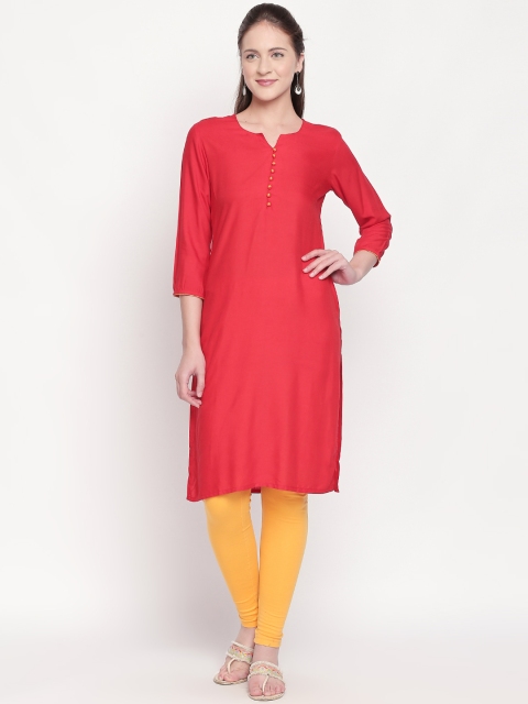 

ZRI Women Red Solid A-Line Kurta