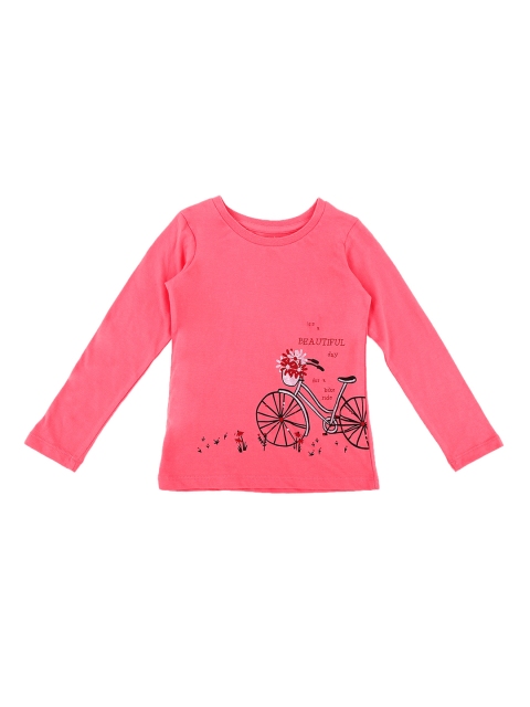 

Pantaloons Junior Girls Pink Printed Round Neck Pure Cotton T-shirt