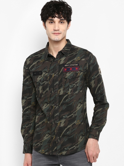 

SPYKAR Men Olive Green Slim Fit Printed Casual Shirt