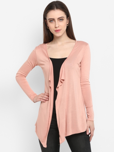 

Color Cocktail Women Peach-Coloured Solid Open Front Shrug