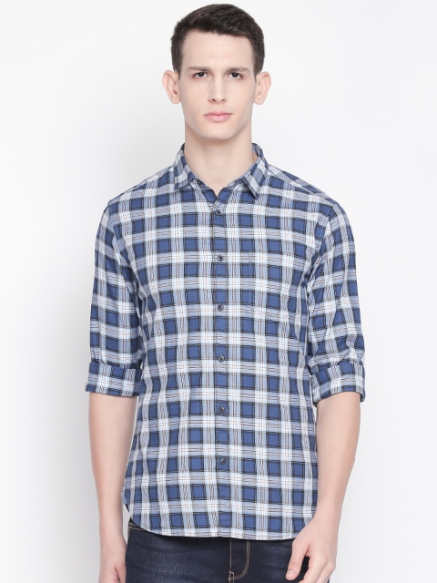 

BYFORD by Pantaloons Men Blue & White Slim Fit Checked Casual Shirt