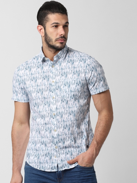 

Peter England Casuals Men Blue & White Slim Fit Printed Casual Shirt