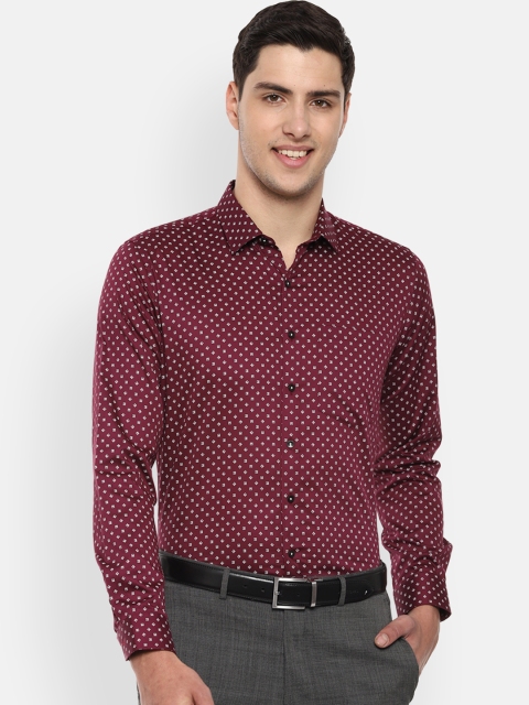 

Van Heusen Men Maroon & White Slim Fit Printed Formal Shirt