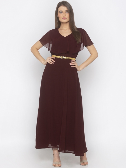

Iti Women Brown Solid Maxi Dress