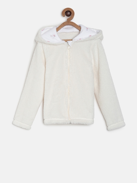 

MINI KLUB Girls Off-White Solid Padded Jacket