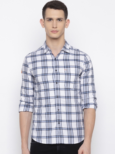 

SPYKAR Men White & Grey Slim Fit Checked Casual Shirt