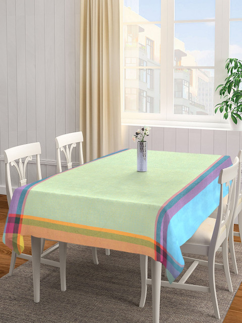 

NEUDIS Green & Blue Hand-Woven 6-Seater Rectangular Table Cover