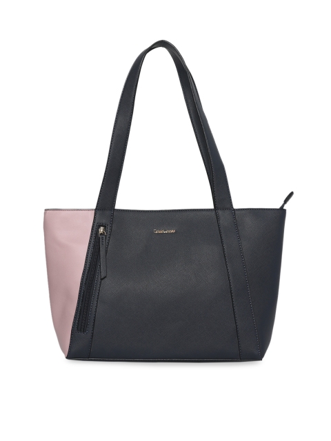 

David Jones Navy Blue & Pink Colourblocked Shoulder Bag