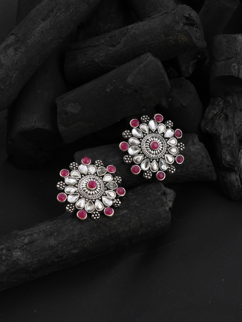

Silvermerc Designs Silver-Plated Red Oynx Oxidised Classic Studs