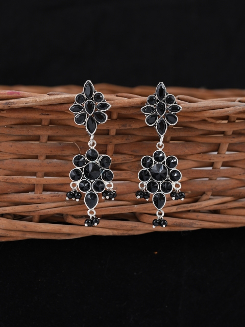 

Silvermerc Designs Silver-Plated Black Oynx Oxidised Classic Drop Earrings