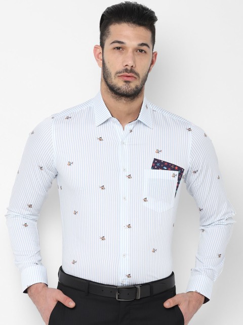 

SIMON CARTER LONDON Men Blue & White Slim Fit Striped Formal Shirt