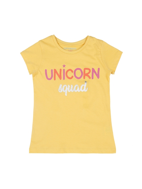 

Pantaloons Junior Girls Yellow Printed Round Neck T-shirt