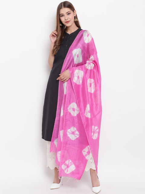 

Shakumbhari Pink & Off-White Tie Dye Dupatta