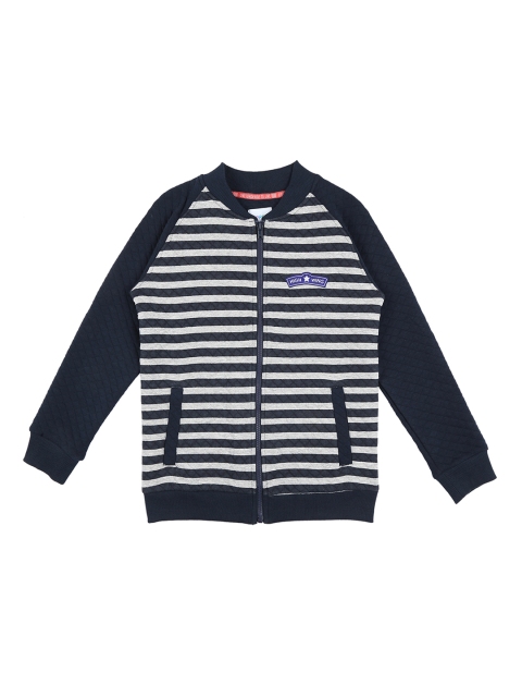 

POPPERS by Pantaloons Boys Navy Blue & Grey Striped Sweatshirt