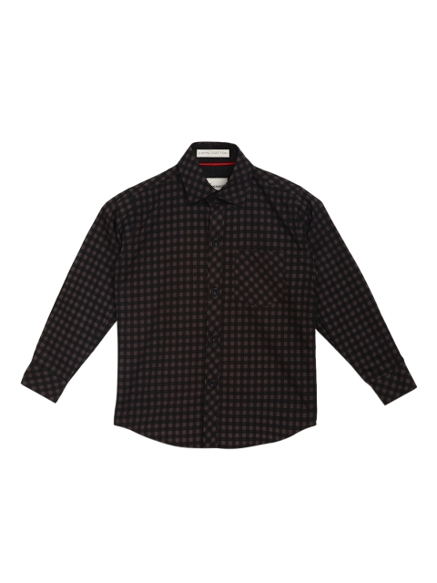 

Aj DEZInES Boys Black Comfort Regular Fit Checked Casual Shirt