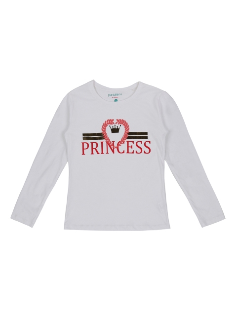 

Pantaloons Junior Girls White Printed Round Neck Pure Cotton T-shirt