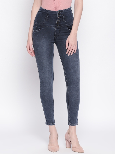 

PURPLE WATER Women Charcoal Grey Slim Fit High-Rise Clean Look Stretchable Jeans