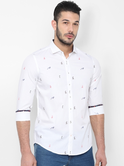 

SIMON CARTER LONDON Men White Slim Fit Printed Casual Shirt