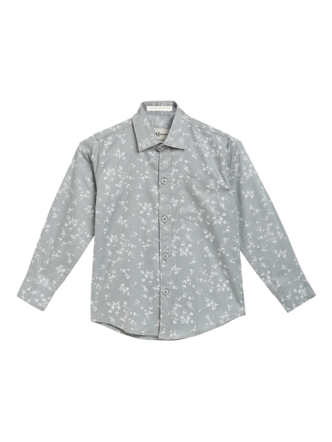 

Aj DEZInES Boys Grey & White Regular Fit Printed Casual Shirt