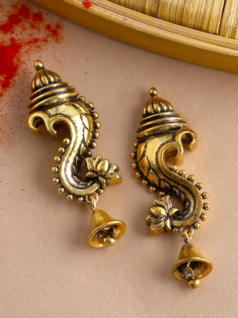 

Voylla Gold-Plated Oxidised Classic Drop Earrings