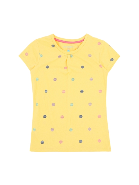 

Pantaloons Junior Girls Yellow & Blue Printed Round Neck T-shirt