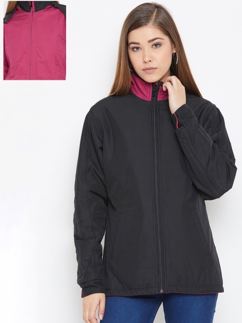 

Spirit Women Magenta & Black Solid Reversible Padded Jacket