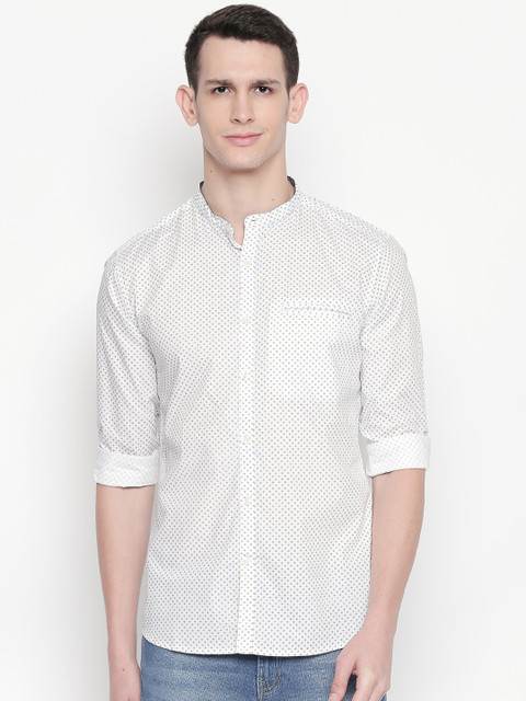 

BYFORD by Pantaloons Men White & Black Slim Fit Printed Casual Shirt
