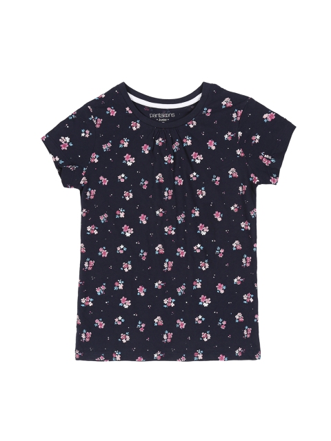 

Pantaloons Junior Girls Navy Blue Printed Round Neck T-shirt