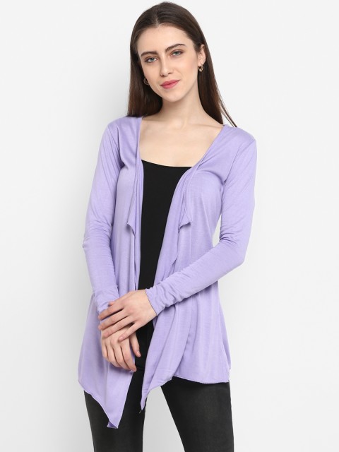 

Color Cocktail Women Lavender Solid Open Front Shrug