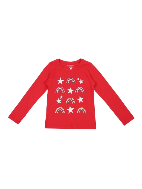 

Pantaloons Junior Girls Red Printed Round Neck Pure Cotton T-shirt