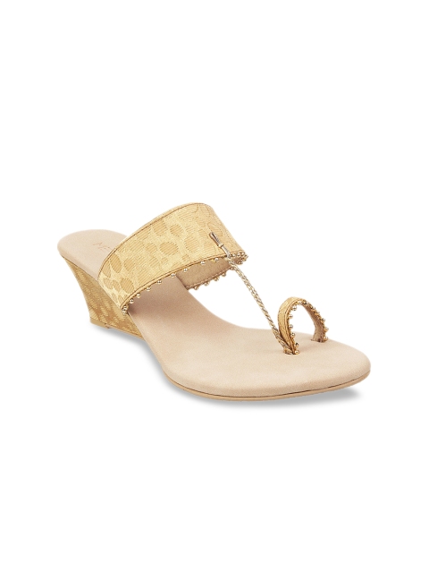 

Metro Women Gold-Toned Woven Design Heels