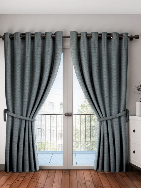 

NEUDIS Brown & Blue Set of 2 Jacquard Door Curtains